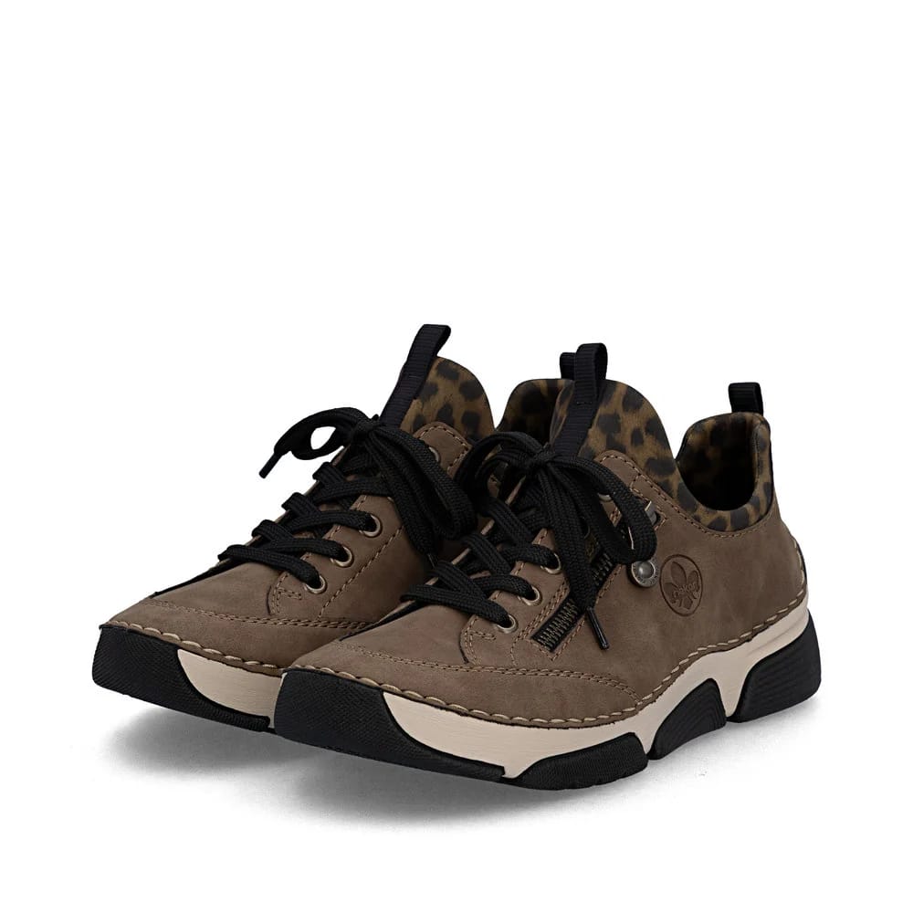 Womens Rieker Elasticated Trainer Style Shoes Brown