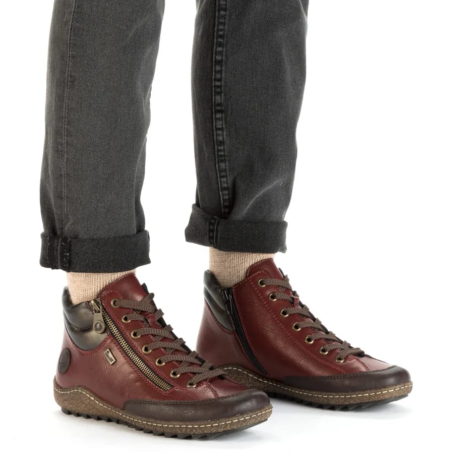 Womens Rieker Fleece Lined Ankle Boots Red