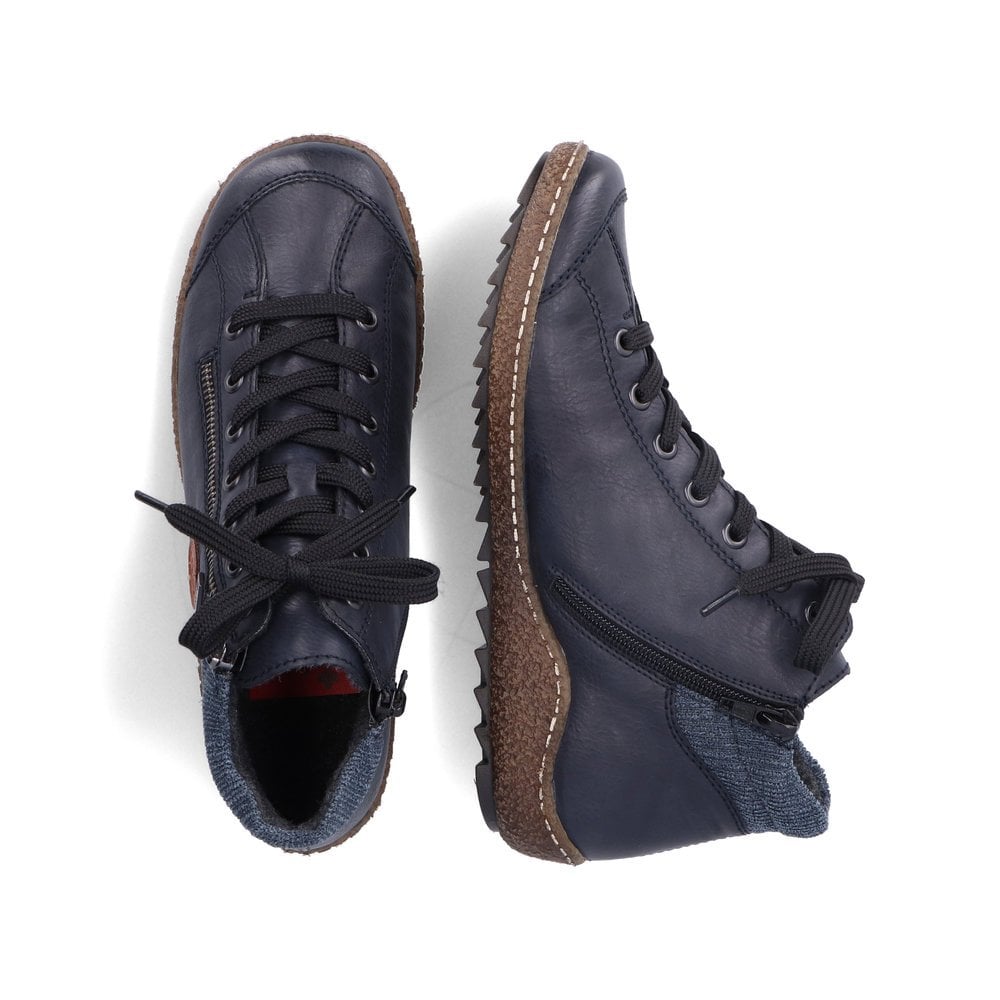 Womens Rieker Fleece Lining Zip Boots Navy