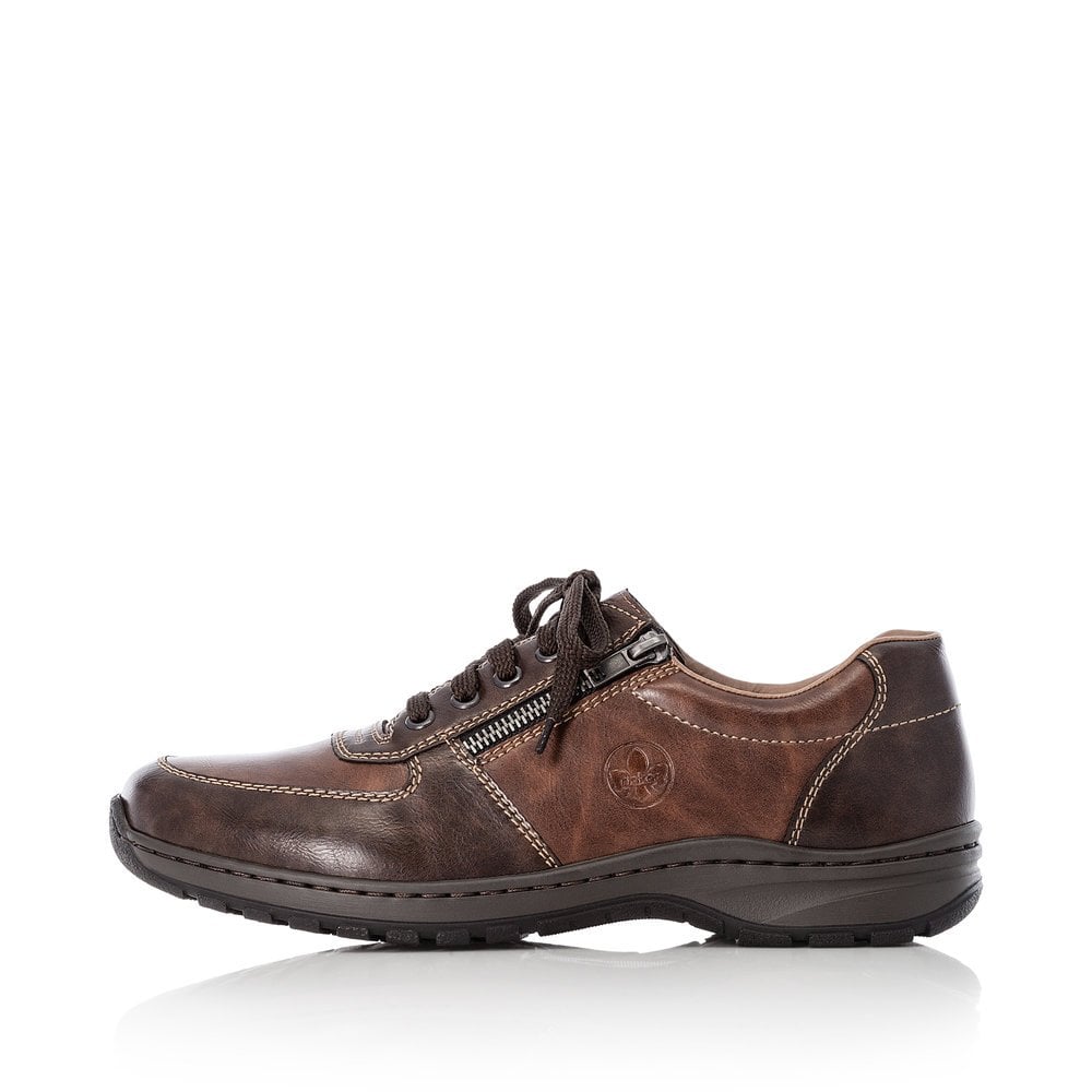 Mens Rieker Zip Shoes Removable Insole Brown