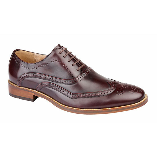 Goor Boys Goor 5 Eye Wing Capped Brogue Shoes Oxblood Red Red