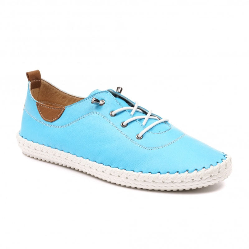 Womens Lunar St Ives Leather Plimsoll Shoes Turquoise