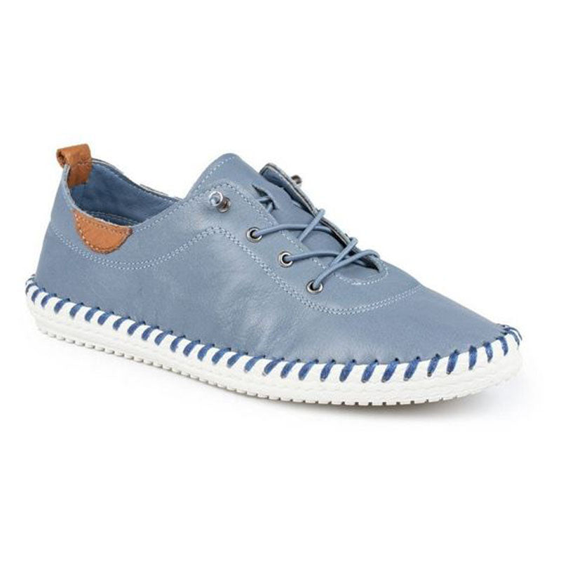 Lunar St Ives Leather Plimsoll Lunar Shoes Mid Blue  Blue