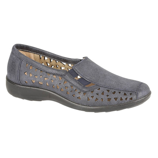 Womens Boulevard Punched Side-gusset Shoes Navy