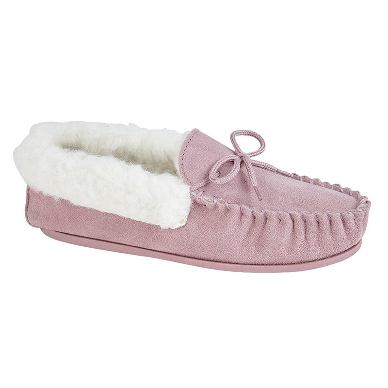 Mokkers Womens Mokkers Emily Suede Moccasin Slipper Pink Pink