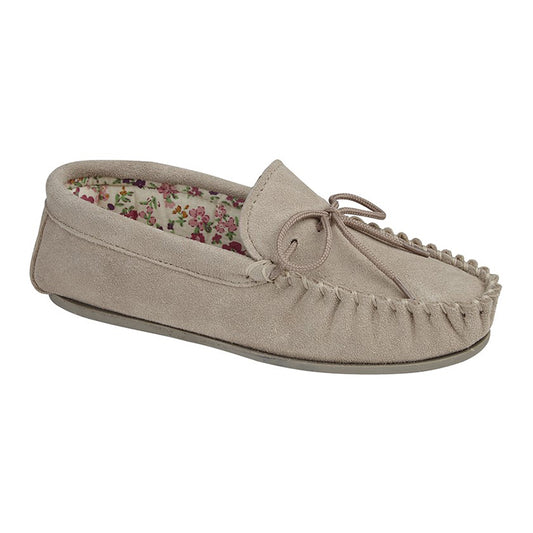 Mokkers Womens Mokkers Lily Suede Moccasin Slipper Stone Stone