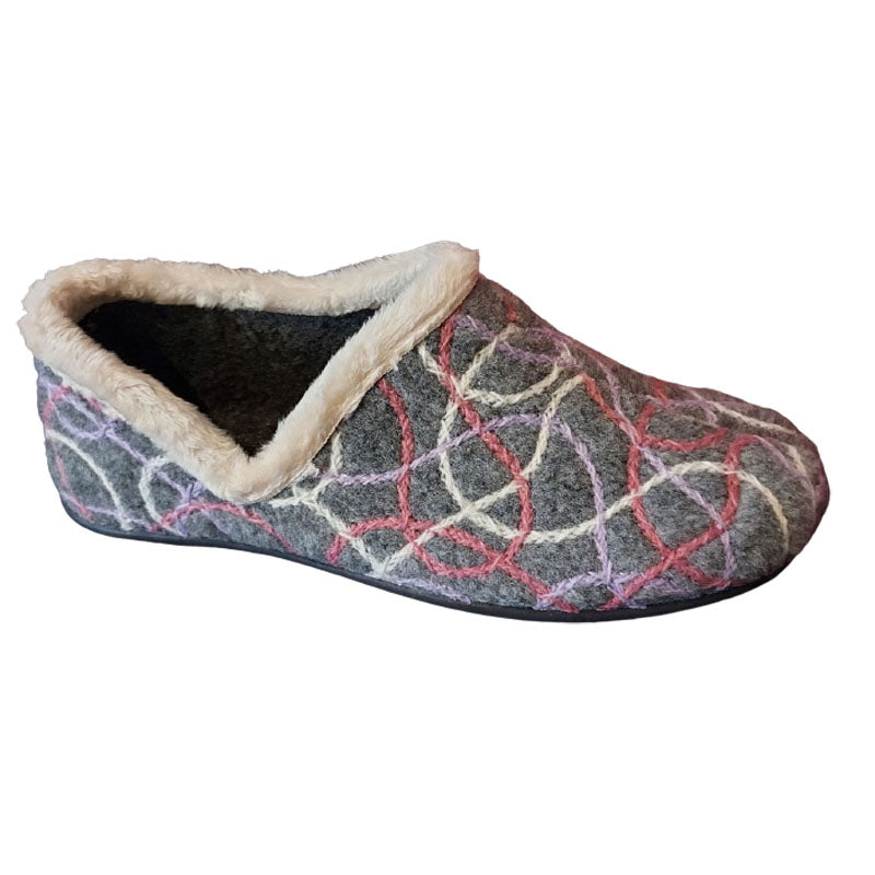 Sleepers Womens Sleepers Patterned V Sided Slipper Grey Grey