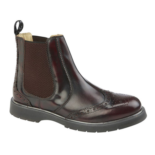 Grafters Mens Grafters Hi-Shine Leather Boots Burgundy Burgundy