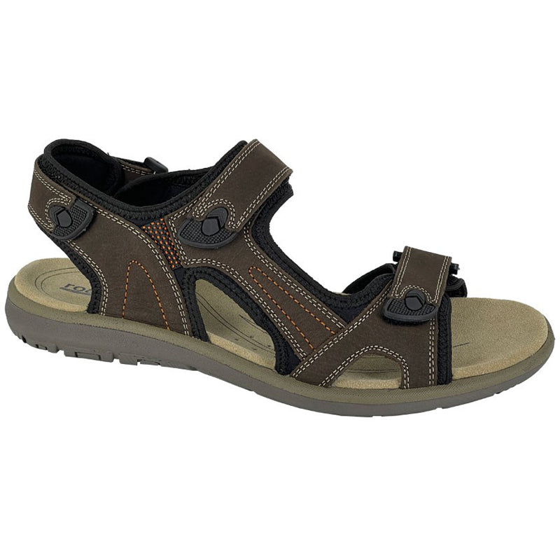 Roamers Mens Roamers Triple Touch Sports Leather Sandals Brown Brown