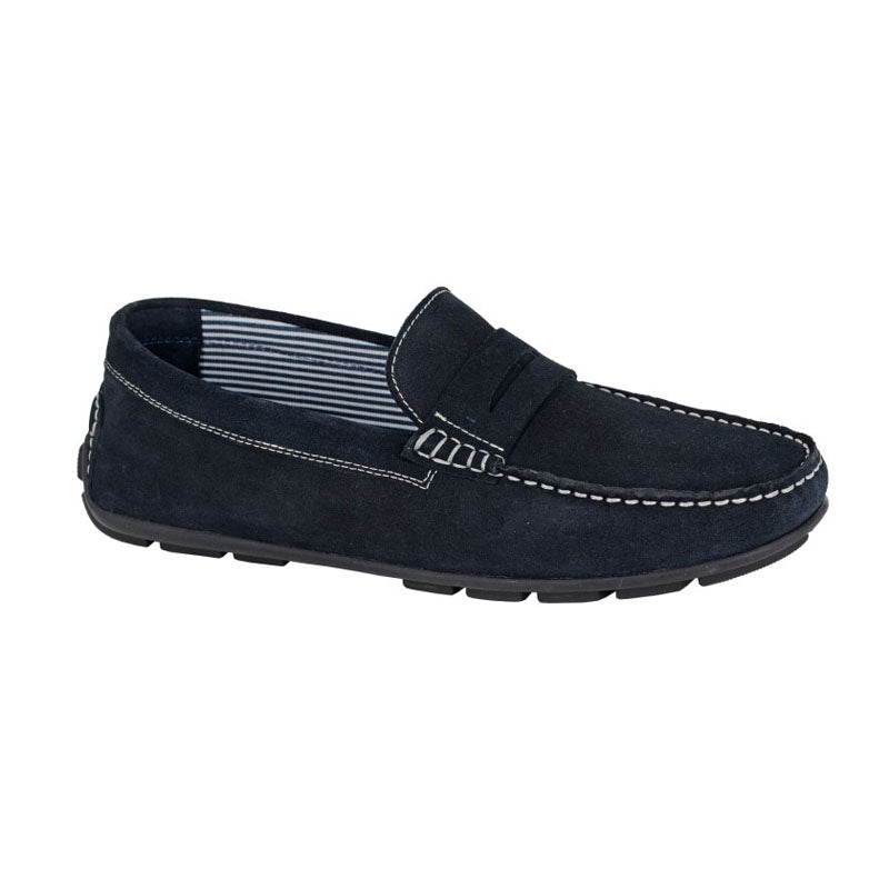 Mens Roamers Square Toe Saddle Loafer Shoes Navy