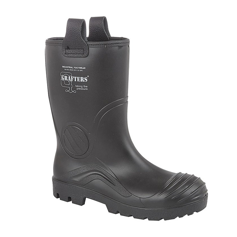 Grafters Mens Grafters Full Safety Waterproof Rigger Boot Black Black