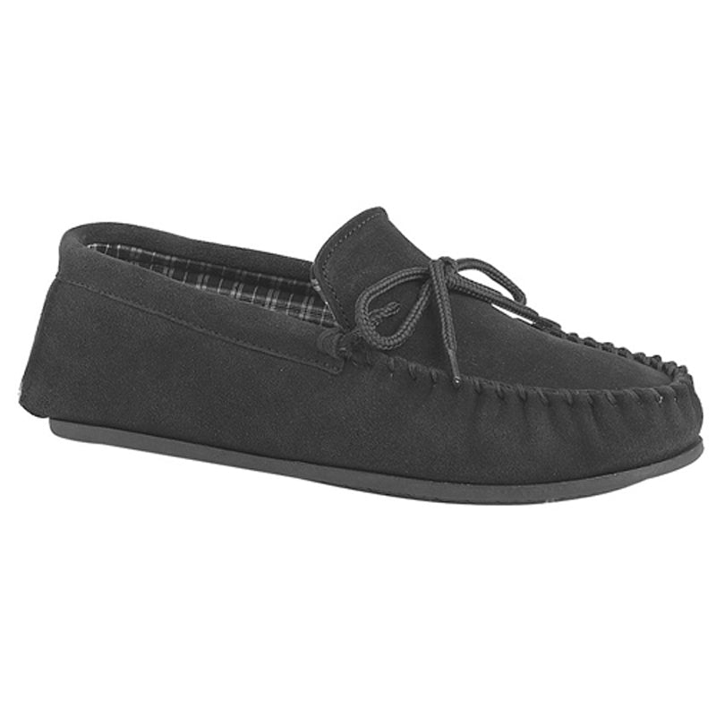 Mokkers Mens Mokkers Real Suede Leather Moccasins with Hard Wearing PVC Sole Black Black