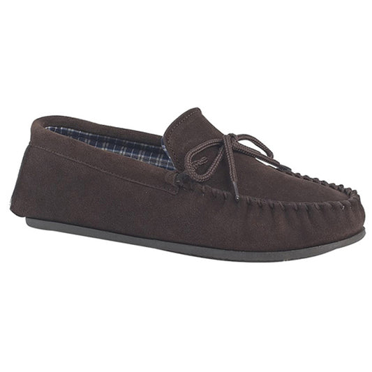 Mokkers Mens Mokkers Real Suede Leather Moccasins with Hard Wearing PVC Sole Brown Brown