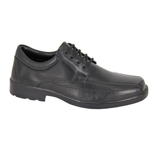 Mens Roamers Fuller Fit Leather Lace Up Waterproof Shoes Black