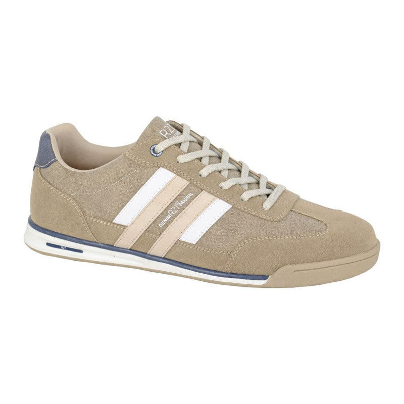 Mens Route 21 Laces Leisure Trainers Beige