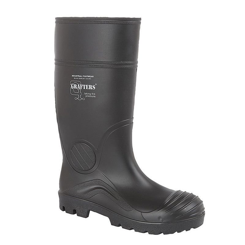 Grafters Mens Grafters Safety Wellington Boot Black Black