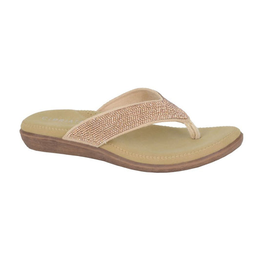 Womens Cipriata Alcee Silver Diamante Flip Flops Sandals Gold