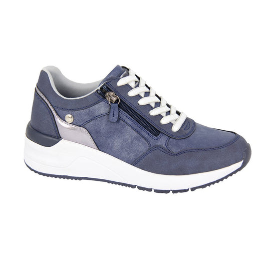 Womens Cipriata DELIA Lace up Side Zip Trainers Navy