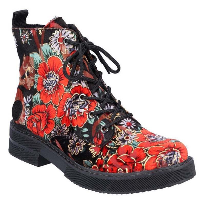 Womens Rieker Ankle Boots Flower Pattern