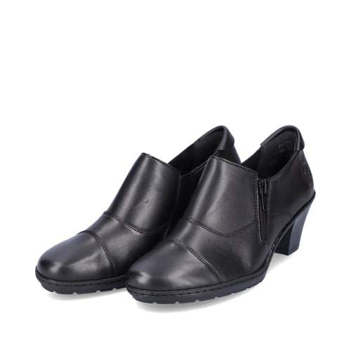 Womens Rieker Leather Zip Up Shoes Black Both Shoes