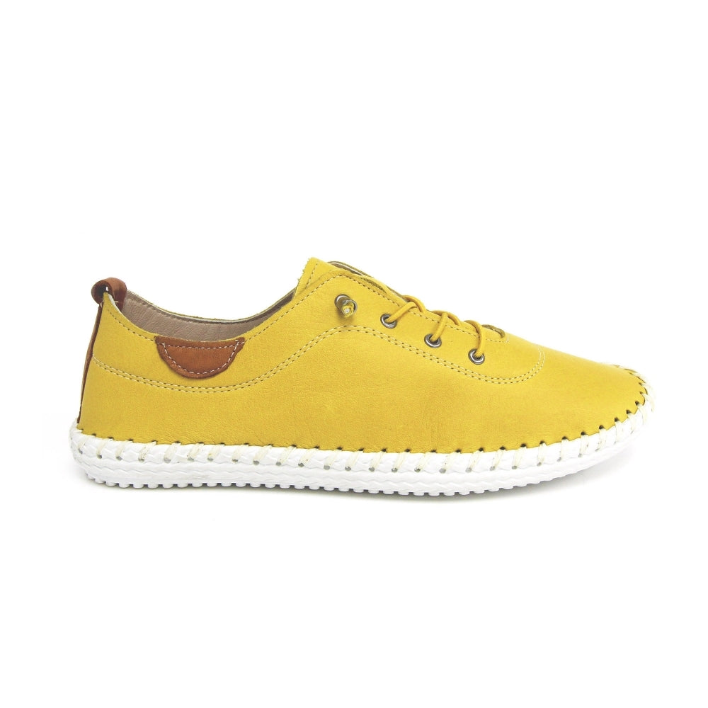 Womens Lunar St Ives Leather Plimsoll Shoes Yellow